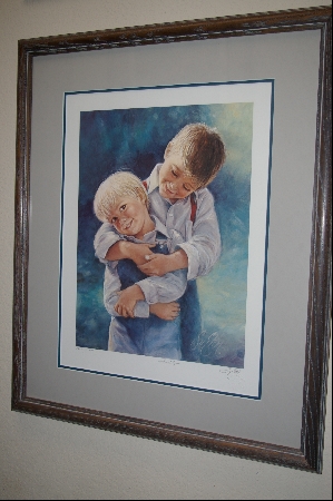 +MBA #8-035  " Rare 1987 "The Boys" Lithograph By Artist Sue Etem Custom Framed