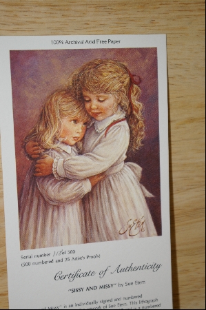 +MBA #8-047  " Rare 1987 "SISSY & MISSY By Artist Sue Etem Custom Framed Lithograph