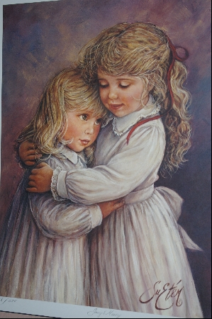 +MBA #8-047  " Rare 1987 "SISSY & MISSY By Artist Sue Etem Custom Framed Lithograph