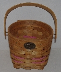 +MBA #3333-205    "Small Peterboro Basket With Pink Leather Accents & Pink Gingham Liner"