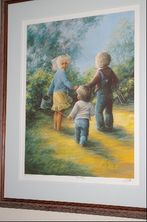 +MBA #8-228  "Rare 1983"Tag Along" Limited Edition Sign & Numbered Lithograph By Artist Sue Etem & Custom Framed