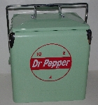 +MBA #3434-351   "Retro Products Green With Red Lettering Doctor Pepper All Steel 6-Pack Cooler"