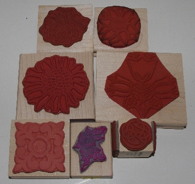 +MBA #3434-242   "1990's Set Of 7 Multi Themed Rubber Stamps"