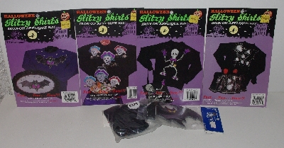 +MBA #3434-0082   " (4) What's New Glitzy Shirts Halloween Iron Applique Kits"