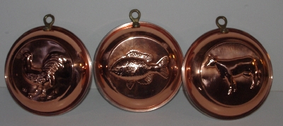 +MBA #3434-641   " 1980's Set Of 3 Copper Molds"