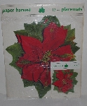 MBA #3434-652  " 1990's Paper Harvest 24 Piece Red Poinsettia Place Mat & Coaster Set"