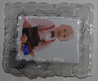 +MBA #3434-0666   " 1990's Crystal Legends Bt Godinger Hand Sculpted Romantique Rose Picture Frame"