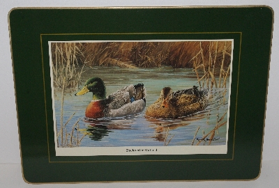 +MBA #3535-1048   "1980's Set Of 4 Clover Leaf Artist Roger Bucklin Duck Placemats"