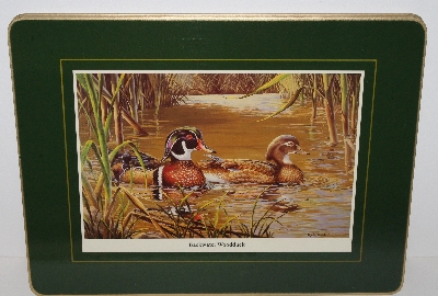 +MBA #3535-1048   "1980's Set Of 4 Clover Leaf Artist Roger Bucklin Duck Placemats"