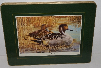 +MBA #3535-1048   "1980's Set Of 4 Clover Leaf Artist Roger Bucklin Duck Placemats"