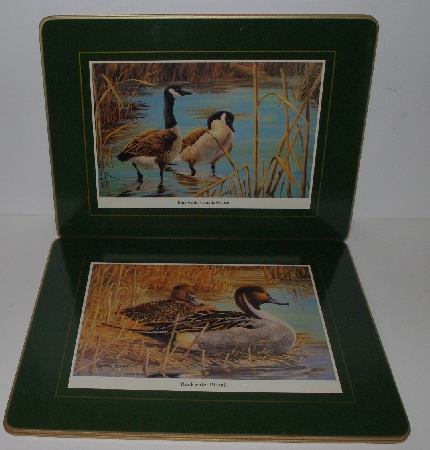 +MBA #3535-1048   "1980's Set Of 4 Clover Leaf Artist Roger Bucklin Duck Placemats"