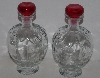 +MBA #3535-1080   "1990's Set Of 2 Strawberry Shaped & Embossed Clear Glass Decantors With Stoppers"