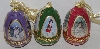 MBA #3535-620    "Set Of 3 Porcelain Christmas Themed Egg Ornaments"