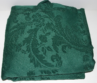 +MBA #3535-634   "Kensington Jacquard Dark Green Teflon Protected 60 X 120 Tablecloth With 8 Matching Cloth Napkins"