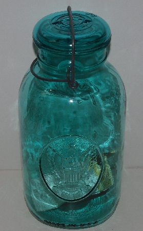 +MBA #3535-454   "1977 Ball Green Glass Half Gallon Canning Jar"