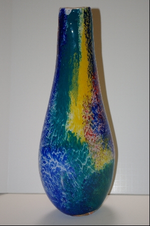 +MBA #S-261  "2002 Alexander Kalifano Hand Blown Multi Colored Glass Vase