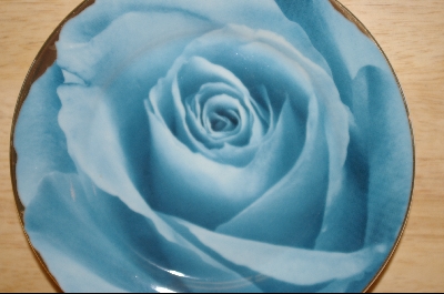 +MBA #4-117  Set Of 4 Porceline Blue Rose Desert Plates