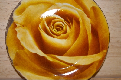 +MBA #4-113  Set Of 4 Yellow Rose Desert Plates