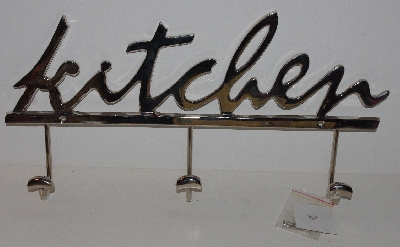 +MBA #3535-282   "Chrome Kitchen Sign With 3 Hanging Hooks"
