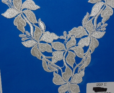 +MBA #3535-0097  "Set Of 2 White Lace V Pattern Floral Lace Appliques"