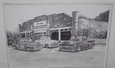 +MBA #3535-149   "2006 Garage 3 Classic Chevy Trucks Pencil Print By Ian E. Jones"