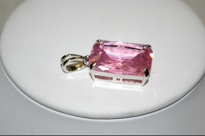 +Emerald Cut Pink CZ Pendant