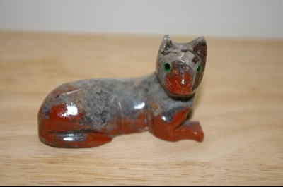 +MBA #4-050  "Set Of 3 Hand Carved & Polished Stone Cats