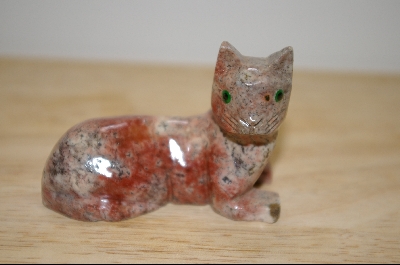 +MBA #4-050  "Set Of 3 Hand Carved & Polished Stone Cats