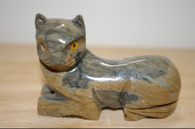 +MBA #4-050  "Set Of 3 Hand Carved & Polished Stone Cats