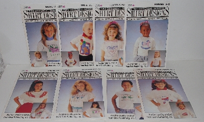 +MBA #3636-526   "1990 Set Of 8 Shirt Designs Iron On Transfers By Gick Publishing" 