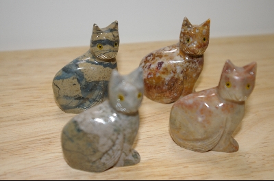 +MBA #4-055 "Set Of 5 Hand Carved & Polished Stone Cats