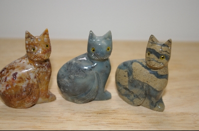 +MBA #4-055 "Set Of 5 Hand Carved & Polished Stone Cats