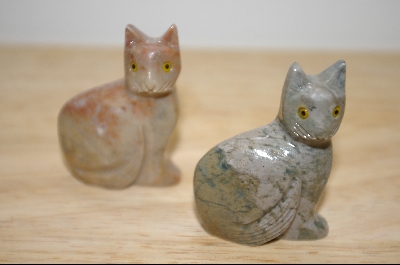 +MBA #4-055 "Set Of 5 Hand Carved & Polished Stone Cats