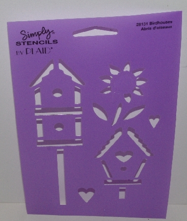 +MBA #3636-505   "1990's Plaid Birdhouses Stencil #28131
