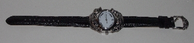 +MBA #3636-0007   "2003 Barry Cord Double Sterling Silver Alligator   Watch With Black Leather Strap"