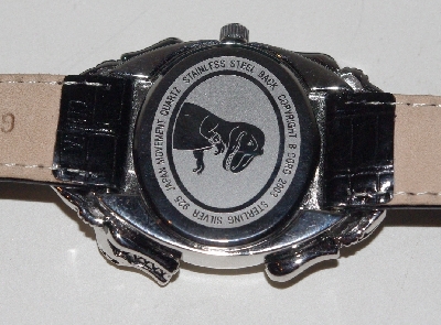 +MBA #3636-0007   "2003 Barry Cord Double Sterling Silver Alligator   Watch With Black Leather Strap"