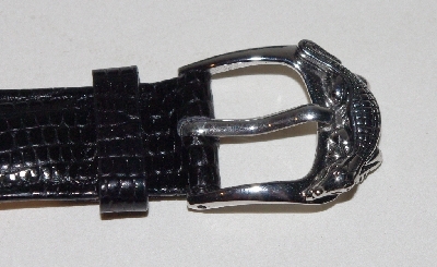 +MBA #3636-0007   "2003 Barry Cord Double Sterling Silver Alligator   Watch With Black Leather Strap"