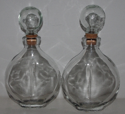 +MBA #3535-0067  "1990's Set Of 2 Clear Glass Decanters"