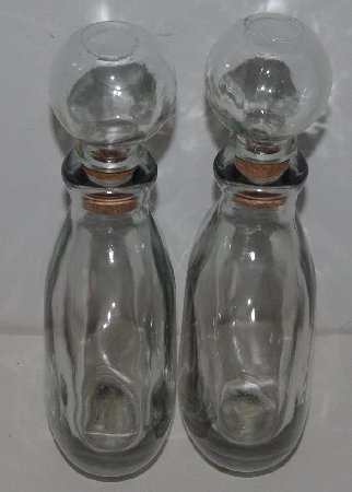 +MBA #3535-0067  "1990's Set Of 2 Clear Glass Decanters"