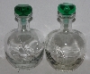 +MBA #3535-0071  "1990's Set Of 2 Clear Glass Apple Shaped Decanter Bottles With Stoppers"