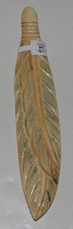 +MBA #3737-B  "Large Hand Carved Bone Feather"