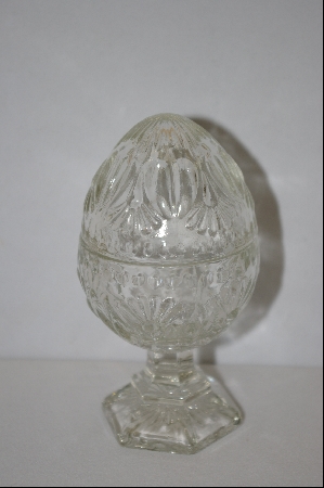 +MBA #9-048   1990's 2 Piece Clear Glass Egg Dish