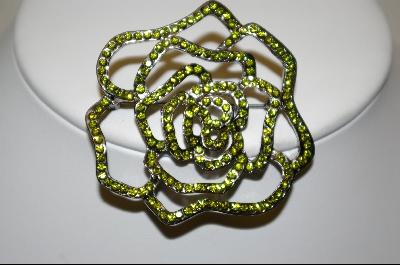 +   Green Austrian Crystal Rose  Pin/Pendant Combo