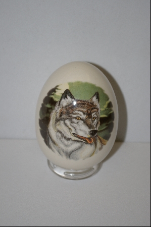 +MBA #9-053  1990's White Ceramic Wolf Egg