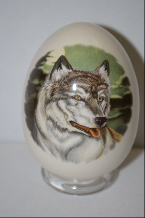 +MBA #9-053  1990's White Ceramic Wolf Egg