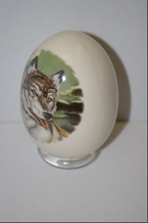+MBA #9-053  1990's White Ceramic Wolf Egg
