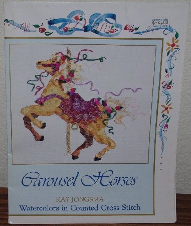 +MBA #3939-0073   "1987 Carousel Horses Watercolors In Counted Cross Stitch By Kay Jongsma"
