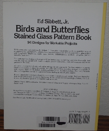 +MBA #3939-213   "1984 Ed Sibbett Jr Birds & Butterflies Stained Glass Pattern Book"