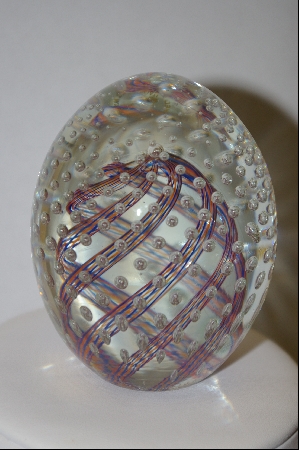 +MBA #9-130  Italian Made Murano Glass Egg Shapped Paper Weight