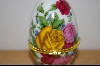 +MBA #9-242  "Multi Colored Roses Egg Shapped Trinket Box With A Candle Inside